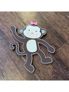 MONKEY Girl Brown & Pink wall Decor